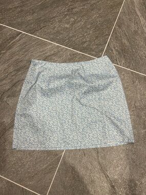 SHEIN Light Blue Floral Print Mini Skirt